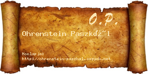 Ohrenstein Paszkál névjegykártya